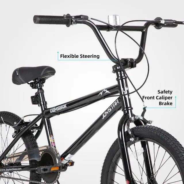 Alt view image 4 of 7 - JOYSTAR 24 Inch Kids BMX Bike for Boys Girls Ages 7-12, Freestyle Bicycle for Beginner Level Riders with 2 Pegs, Black