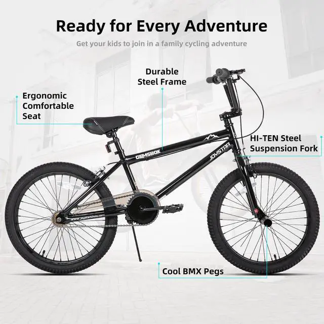 Alt view image 2 of 7 - JOYSTAR 24 Inch Kids BMX Bike for Boys Girls Ages 7-12, Freestyle Bicycle for Beginner Level Riders with 2 Pegs, Black