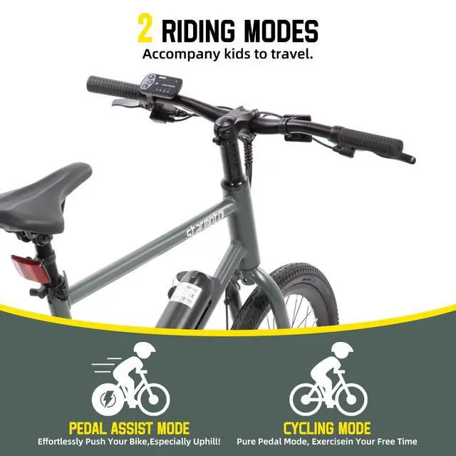 Alt view image 4 of 5 - JOYSTAR Starmoto 20" Electric Bike 250W Brushless Motor, Removable Battery, 15.5MPH, Dark Green