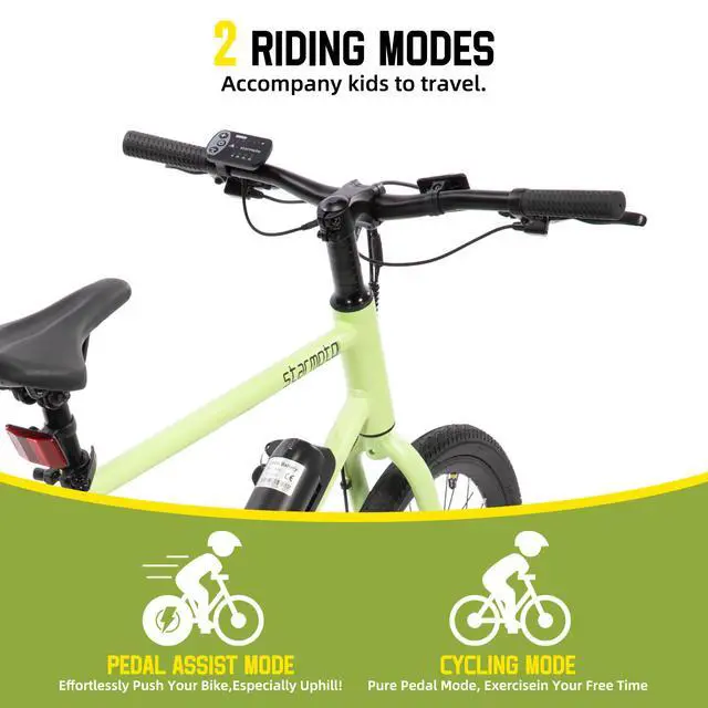 Alt view image 4 of 5 - JOYSTAR Starmoto 20" Electric Bike 250W Brushless Motor, Removable Battery, 15.5MPH, Green