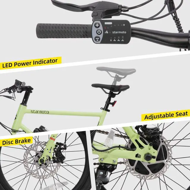 Alt view image 5 of 5 - JOYSTAR Starmoto 20" Electric Bike 250W Brushless Motor, Removable Battery, 15.5MPH, Green