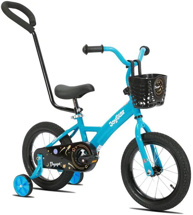 Main image of JOYSTAR Voyager 14" Kids Bike for Boy Girl Ages 1-3, Training Wheels & Detachable Parent Push Handle, Children Bike Red Blue 14 Inch