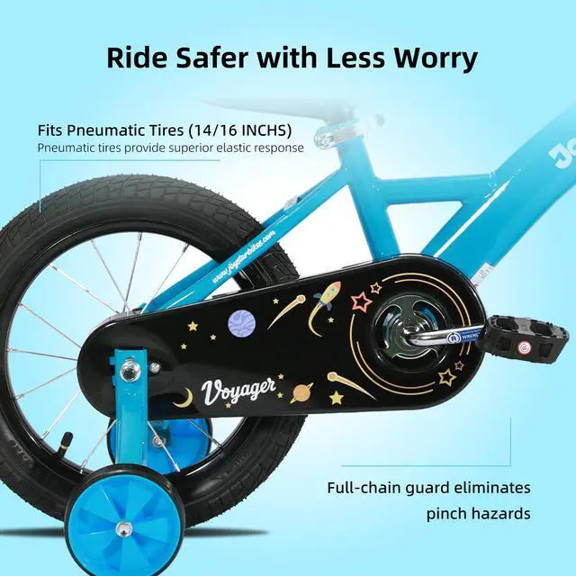 Alt view image 6 of 7 - JOYSTAR Voyager 16" Kids Bike for Boy Girl Ages 1-3, Training Wheels & Detachable Parent Push Handle, Children Bike Red Blue 16 Inch