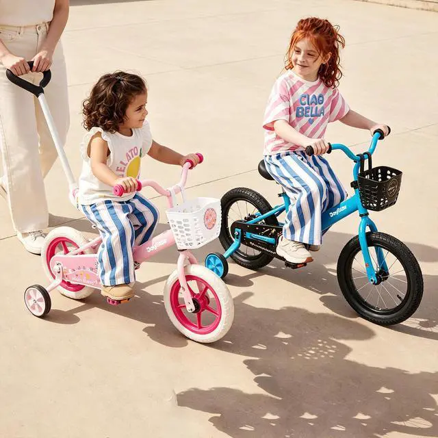 Alt view image 2 of 7 - JOYSTAR Voyager 16" Kids Bike for Boy Girl Ages 1-3, Training Wheels & Detachable Parent Push Handle, Children Bike Red Blue 16 Inch