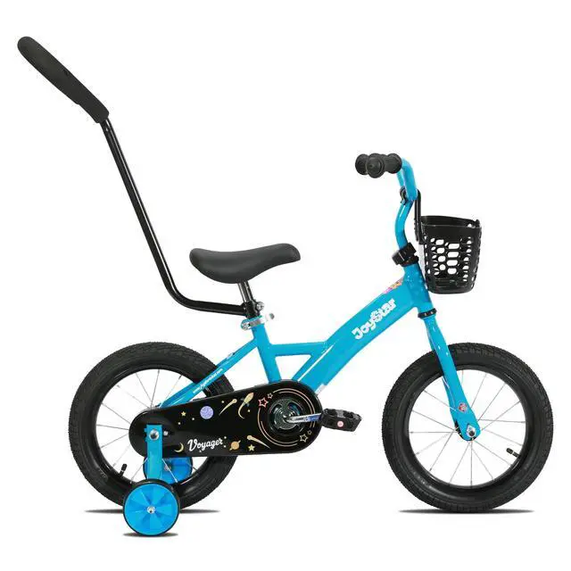 Alt view image 3 of 7 - JOYSTAR Voyager 16" Kids Bike for Boy Girl Ages 1-3, Training Wheels & Detachable Parent Push Handle, Children Bike Red Blue 16 Inch
