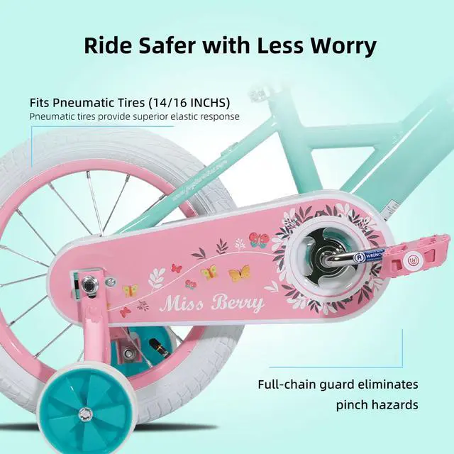 Alt view image 4 of 6 - JOYSTAR Voyager 10" Kids Bike for Boy Girl Ages 1-3, Training Wheels & Detachable Parent Push Handle, Children Bike Red Green 16 Inch