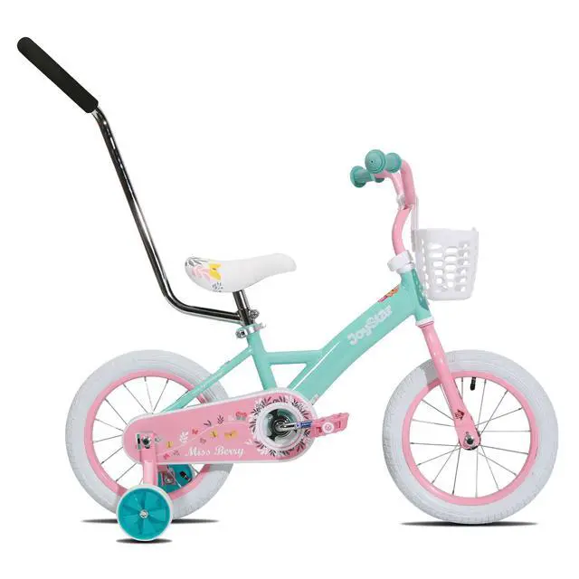 Alt view image 6 of 6 - JOYSTAR Voyager 10" Kids Bike for Boy Girl Ages 1-3, Training Wheels & Detachable Parent Push Handle, Children Bike Red Green 16 Inch