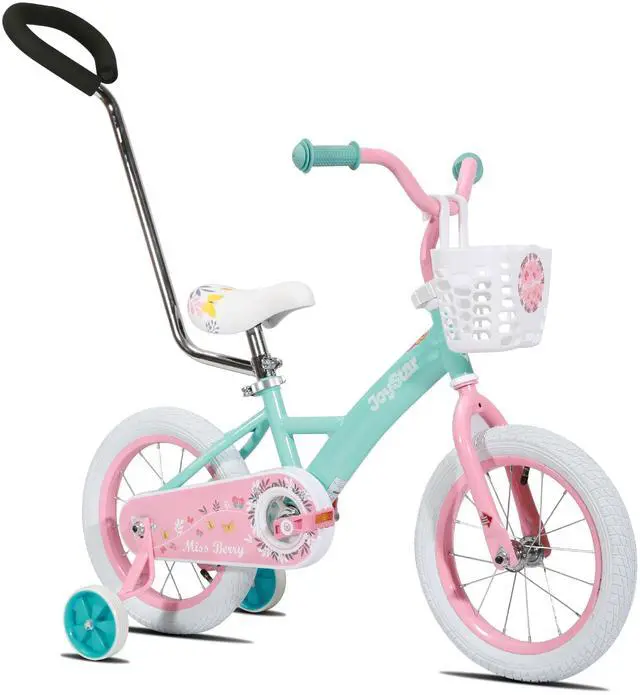 Main image of JOYSTAR Voyager 10" Kids Bike for Boy Girl Ages 1-3, Training Wheels & Detachable Parent Push Handle, Children Bike Red Green 16 Inch