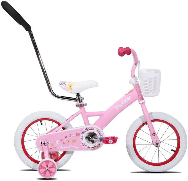 Alt view image 7 of 7 - JOYSTAR Voyager 10" Kids Bike for Boy Girl Ages 1-3, Training Wheels & Detachable Parent Push Handle, Children Bike Red Pink 16 Inch