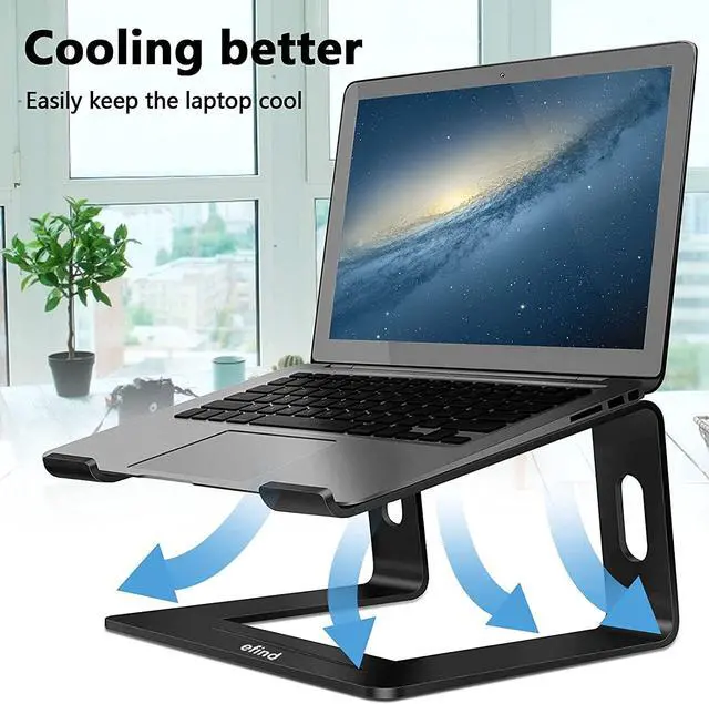 Alt view image 5 of 7 - Laptop Stand, efind Aluminum Portable Computer Stand & Phone Stand Combination, Lightweight, Detachable Laptop Riser Notebook Stand Compatible with More 10''-15.6'' Laptop, MacBook Pro/Air-(Black)