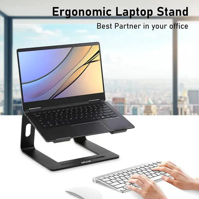 Alt view image 3 of 7 - Laptop Stand, efind Aluminum Portable Computer Stand & Phone Stand Combination, Lightweight, Detachable Laptop Riser Notebook Stand Compatible with More 10''-15.6'' Laptop, MacBook Pro/Air-(Black)