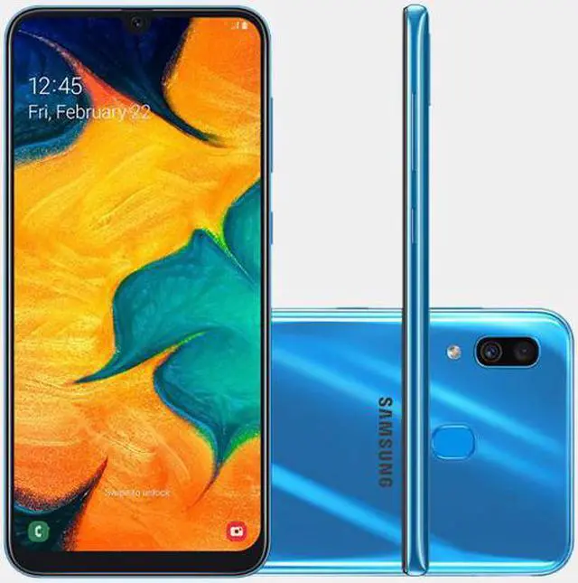 Alt view image 8 of 11 - Samsung Galaxy A30 A305G 32GB Duos GSM Unlocked Phone w/dual 16MP Camera - Blue