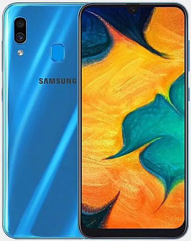 Alt view image 7 of 11 - Samsung Galaxy A30 A305G 32GB Duos GSM Unlocked Phone w/dual 16MP Camera - Blue