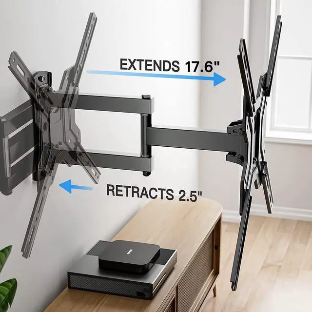 Alt view image 2 of 6 - TV Wall Mount Full Motion for Most 26-55 Inch TVs, Wall Bracket TV Mount with Articulating Swivel Tilt Leveling Holds up to 66lbs Max VESA 400x400mm for LED LCD OLED 4K Flat Curved Screen