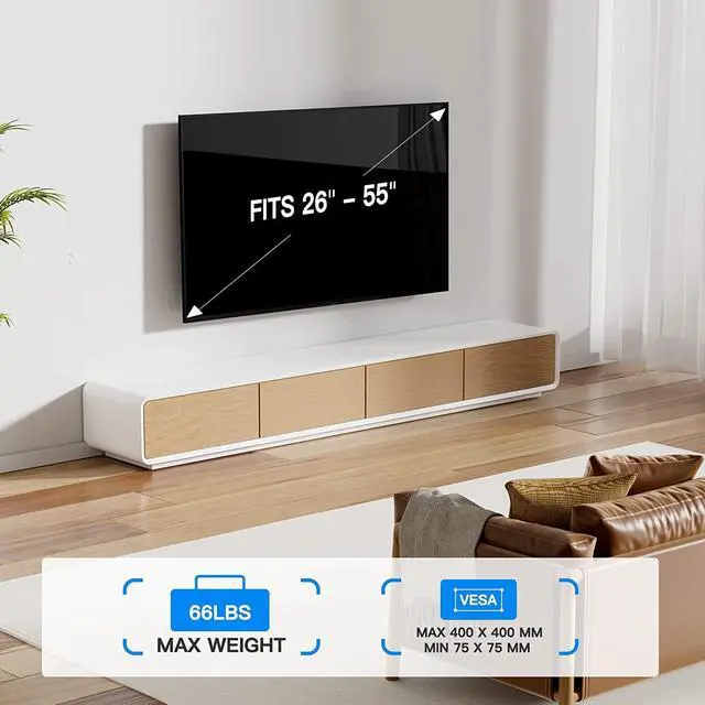 Alt view image 4 of 6 - TV Wall Mount Full Motion for Most 26-55 Inch TVs, Wall Bracket TV Mount with Articulating Swivel Tilt Leveling Holds up to 66lbs Max VESA 400x400mm for LED LCD OLED 4K Flat Curved Screen