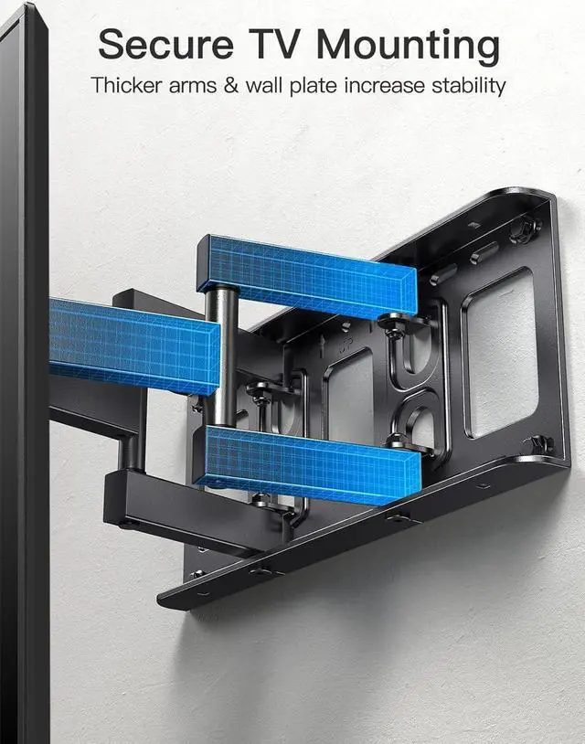 Alt view image 2 of 7 - Pipishell TV Wall Mount for 26-65 inch LED LCD OLED 4K TVs up to 99lbs, Full Motion TV Mount Bracket Articulating Swivel Extension Tilting Leveling Max VESA 400x400mm, Fits 12/16 Inch Wood Studs