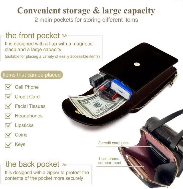 Alt view image 3 of 7 - Small Crossbody Bags Cellphone Purse Wallet with Card Slots Touch Screen Phone Bag for Women