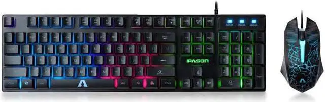 Alt view image 9 of 11 - IPASON Gaming Keyboard and Mouse Combo Wired,Color Changing LED Backlit Computer Gaming Keyboad,Lighted PC Gaming Mouse,USB Keyboard Clicky Keys,for PC Games Gamer Working,BLACK