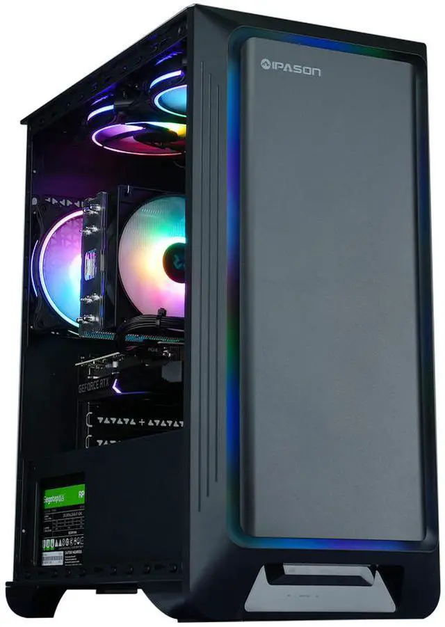 Alt view image 2 of 7 - IPASON - Gaming desktop - AMD  Ryzen 5 5600(6 core 3.5GHz) for free  - Radeon RX 7600 8GB GDDR6 Graphics-16GB DDR4 3200MHz - 1TB M.2 NVMe - 650W PSU - Windows 11 home - WIFI - Gaming PC