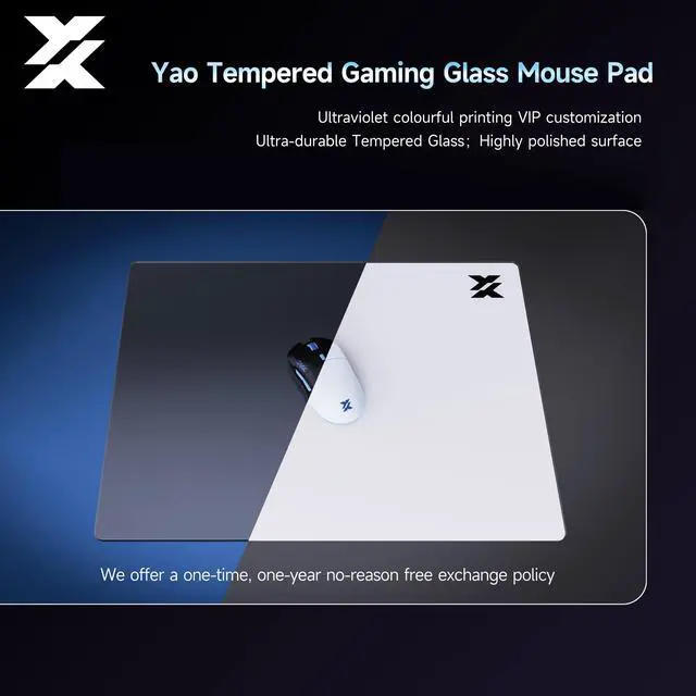 Main image of IPASON yao tempered glass Gaming Mouse Pad| Professional Large Mouse Mat | 500 x 400 mm | Special Glass Surface with Improved Precision and Speed Black & White