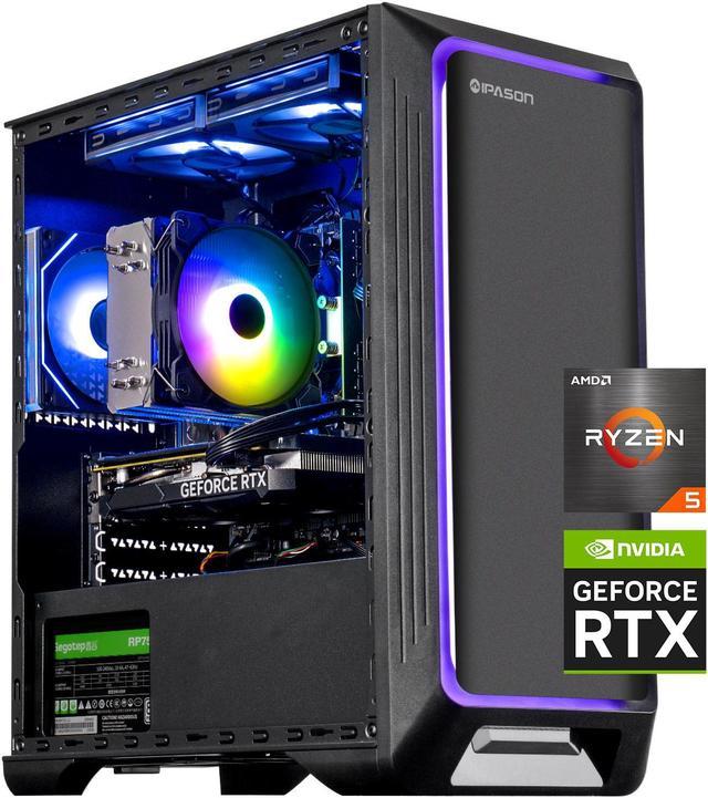 IPASON Gaming Desktop, AMD Ryzen 5 5600, NVIDIA RTX 4060 8GB, 16GB DDR4  RAM, 1TB M.2 NVMe SSD,Windows 11 home,WIFI, Air Cooler , ARGB Fans , Pc for  ...