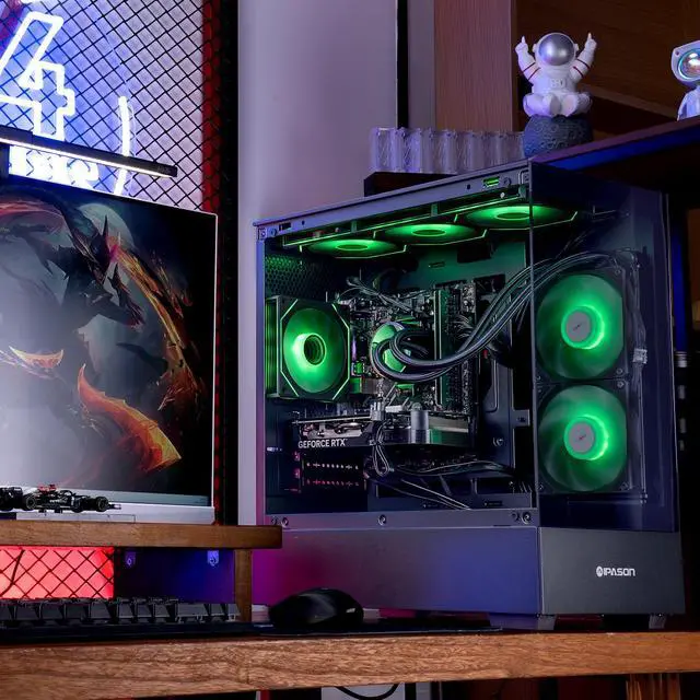 Alt view image 7 of 7 - IPASON - Gaming Desktop -AMD Ryzen5 9600X - GeForce RTX 4060  8G - 1TB M2 - 32GB DDR5 - 240MM AIO liquid cooler-Windows 11 home - Gaming PC