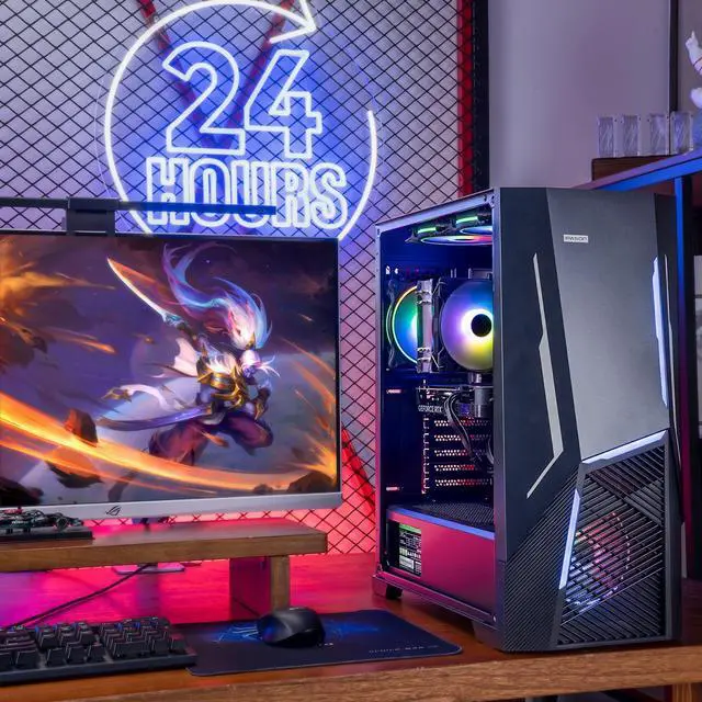 Alt view image 2 of 7 - IPASON Gaming PC Desktop Intel i5 12400F(up to 4.4GHz) , RTX 4060, 1TB NVME SSD, 16GB DDR4 RAM , ATX case , Windows 11 Home 64-bit