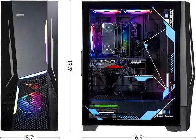 Alt view image 7 of 7 - IPASON Gaming PC Desktop Intel i5 12400F(up to 4.4GHz) , RTX 4060, 1TB NVME SSD, 16GB DDR4 RAM , ATX case , Windows 11 Home 64-bit