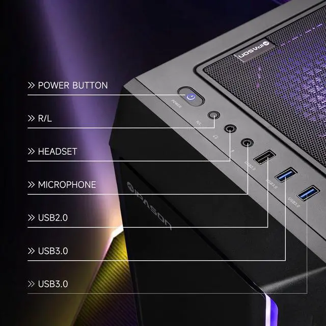 Alt view image 6 of 7 - IPASON Gaming PC Desktop Ryzen7 5700X3D (8 Core up to 4.1GHz) ,NVIDIA RTX4060, 1TB NVME SSD, 32GB DDR4 RAM , 650 PSU , Windows 11 Home 64-bit