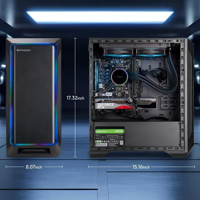 Alt view image 7 of 7 - IPASON Gaming PC Desktop Ryzen7 5700X3D (8 Core up to 4.1GHz) ,NVIDIA RTX4060, 1TB NVME SSD, 32GB DDR4 RAM , 650 PSU , Windows 11 Home 64-bit