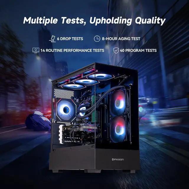 Alt view image 4 of 7 - IPASON   Gaming Desktop, Ryzen 7 5700X, NVIDIA RTX 4060 ,32GB DDR4 RAM, 1TB M.2 NVMe SSD ,Windows 11 home,WIFI, Liquid Cooler ,  ARGB Fans , Pc for Gaming DesignOffice , Prebuilt Gaming Pc