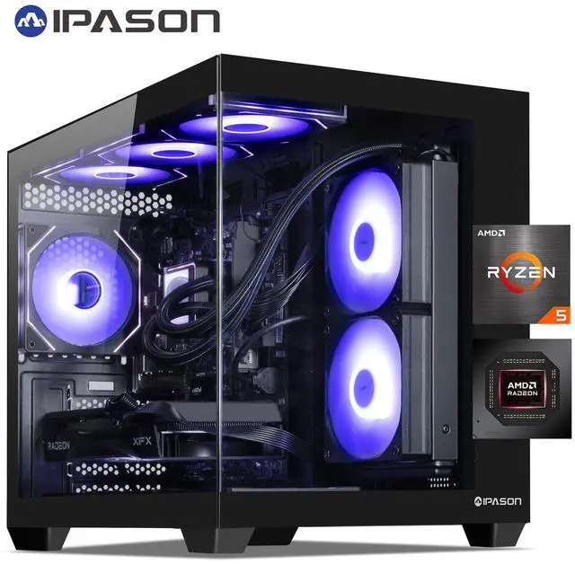IPASON Gaming Desktop PC , Ryzen5 9600X, Radeon RX 7650 GRE