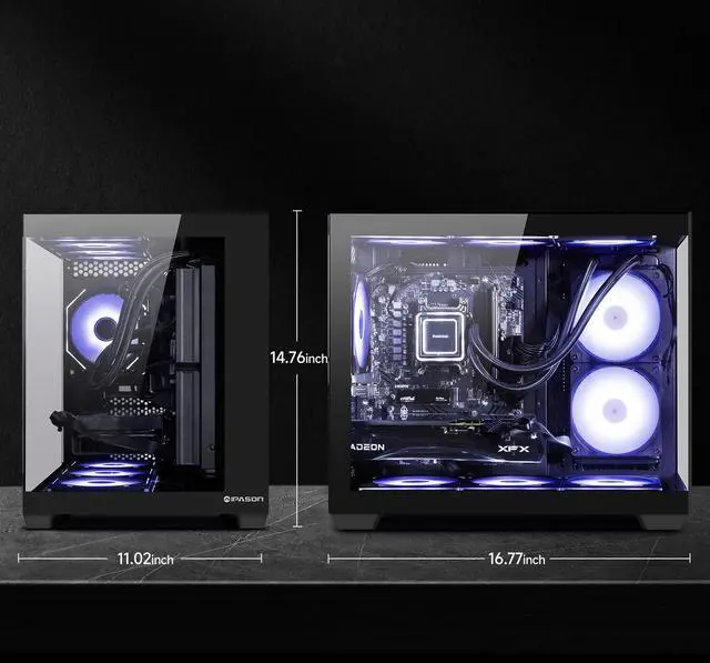 Alt view image 6 of 7 - IPASON Gaming Desktop PC , Ryzen5 9600X, Geforce RTX 5060 8G ,MSI B650M 32GB DDR5 1TB NVMe SSD, 650W GOLD PSU, Wi-Fi,Liquid Cooler,ARGB Fans , Windows 11  ,Prebuilt Gaming Pc New compute