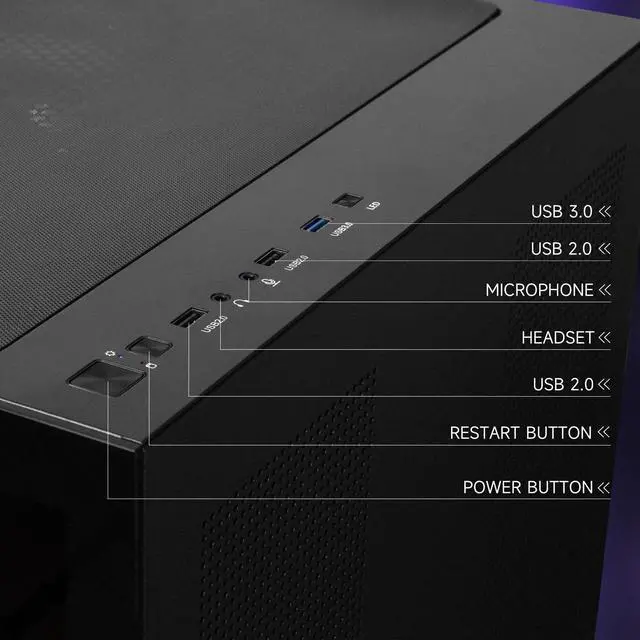 Alt view image 7 of 7 - IPASON Gaming Desktop PC , Ryzen5 9600X, Geforce RTX 5060 8G ,MSI B650M 32GB DDR5 1TB NVMe SSD, 650W GOLD PSU, Wi-Fi,Liquid Cooler,ARGB Fans , Windows 11  ,Prebuilt Gaming Pc New compute