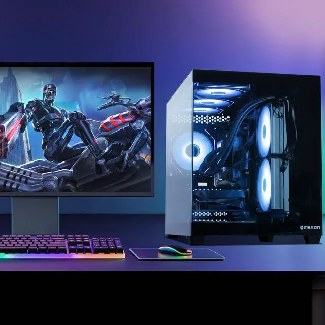 Alt view image 8 of 7 - IPASON Gaming Desktop PC , Ryzen5 9600X, Geforce RTX 5060 8G ,MSI B650M 32GB DDR5 1TB NVMe SSD, 650W GOLD PSU, Wi-Fi,Liquid Cooler,ARGB Fans , Windows 11  ,Prebuilt Gaming Pc New compute