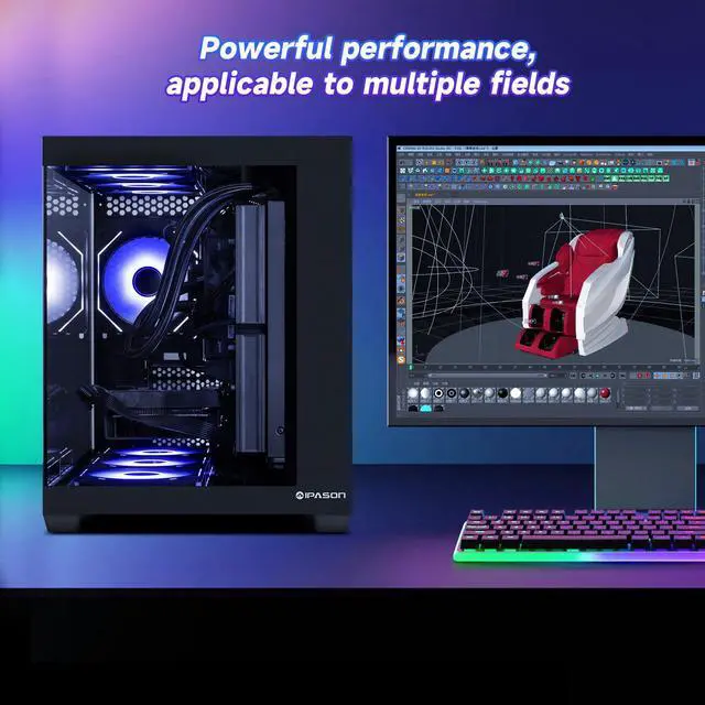 Alt view image 7 of 7 - IPASON Gaming Desktop PC , Ryzen5 9600X, Geforce RTX 5060 Ti ,MSI B650M 32GB DDR5 1TB NVMe SSD, 650W GOLD PSU, Wi-Fi,Liquid Cooler,ARGB Fans , Windows 11  ,Prebuilt Gaming Pc New compute