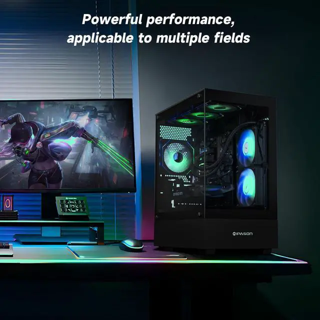 Alt view image 5 of 7 - IPASON Gaming Desktop PC , Ryzen7 9700X, Geforce RTX 5060 8G ,MSI B650M 32GB DDR5 1TB NVMe SSD, 650W GOLD PSU, Wi-Fi,Liquid Cooler,ARGB Fans , Windows 11  ,Prebuilt Gaming Pc New compute