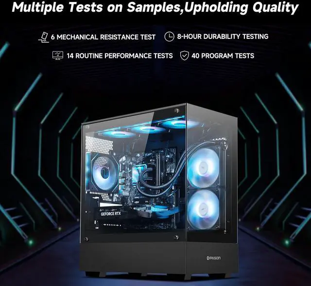 Alt view image 4 of 7 - IPASON Gaming Desktop PC , Ryzen7 9700X, Geforce RTX 5060 8G ,MSI B650M 32GB DDR5 1TB NVMe SSD, 650W GOLD PSU, Wi-Fi,Liquid Cooler,ARGB Fans , Windows 11  ,Prebuilt Gaming Pc New compute