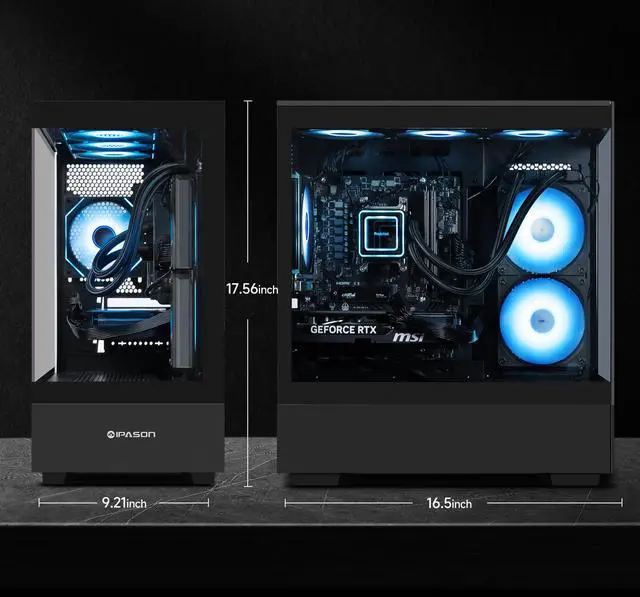 Alt view image 5 of 7 - IPASON Gaming PC AMD Ryzen7 9700X, Geforce RTX5060 Ti 16G, 1TB NVME SSD, 32GB DDR5 RAM , 650W GOLD PSU ,240MM AIO liquid cooler , MSI B650M , Windows 11 , WIFI, Prebuilt Gaming Pc New computer