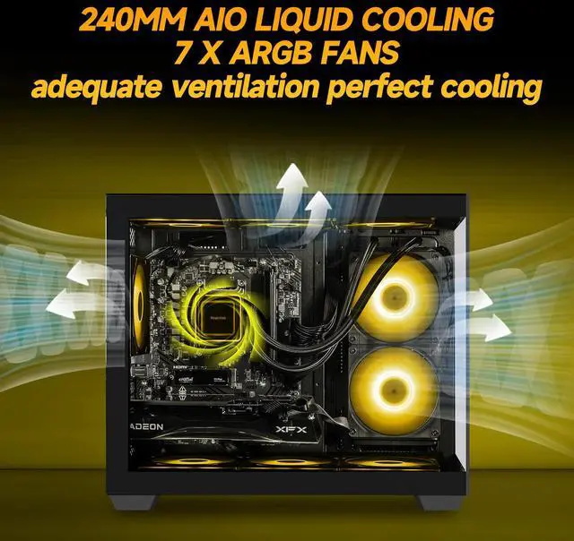 Alt view image 5 of 7 - IPASON Gaming Desktop PC , Ryzen5 9600X, Geforce RTX 5060 8G ,MSI B650M 32GB DDR5 1TB NVMe SSD, 650W GOLD PSU, Wi-Fi,Liquid Cooler,ARGB Fans , Windows 11  ,Prebuilt Gaming Pc New compute