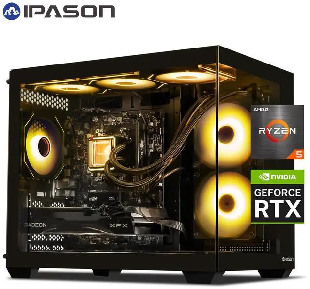 Main image of IPASON Gaming Desktop PC , Ryzen5 9600X, Geforce RTX 5060 8G ,MSI B650M 32GB DDR5 1TB NVMe SSD, 650W GOLD PSU, Wi-Fi,Liquid Cooler,ARGB Fans , Windows 11  ,Prebuilt Gaming Pc New compute