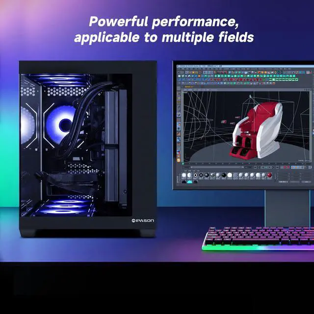Alt view image 5 of 7 - IPASON Gaming Desktop PC,AMD Ryzen5 9600X,Geforce RTX 5060 8G,32GB DDR5,1TB NVMe SSD,Wi-Fi,Liquid Cooler,Windows 11 Home,Prebuilt Pc Computer