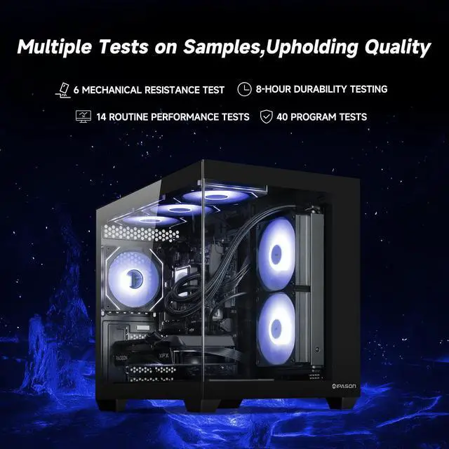 Alt view image 4 of 7 - IPASON Gaming Desktop PC,AMD Ryzen5 9600X,Geforce RTX 5060 8G,32GB DDR5,1TB NVMe SSD,Wi-Fi,Liquid Cooler,Windows 11 Home,Prebuilt Pc Computer