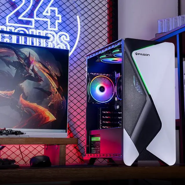 Alt view image 3 of 7 - IPASON - Gaming desktop - AMD Ryzen 5 5600G 6 core  up to 4.4GHz - 16GB DDR4 3200MHz - 1TB M.2 NVMe - 550W PSU - Windows 11 home - WIFI - Gaming PC