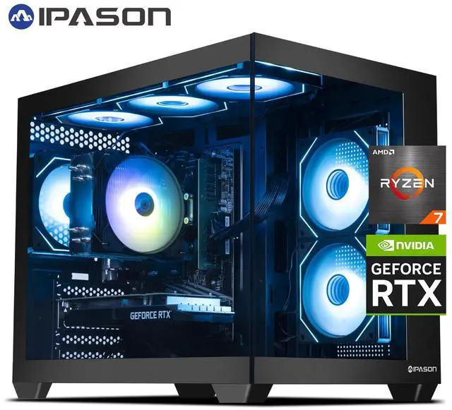 Main image of IPASON Speedra Gaming Desktop PC , Ryzen7 5700X, Geforce RTX3050,16GB DDR4, 1TB NVMe SSD, 550W PSU, Wi-Fi,ARGB Fans , Windows 11 Home 64-bit ,Prebuilt Gaming Pc New compute
