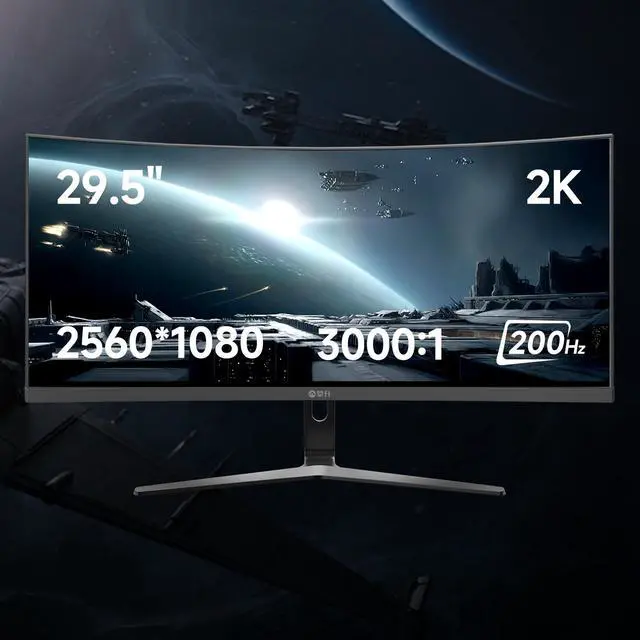 Alt view image 2 of 7 - IPASON E3025W-M 29.5" 200Hz  2K Curved Gaming Monitor 1ms FreeSync Premium, 2560*1080 VA 1800R Display, (MPRT),Blue Light Filte, DisplayPort 1.4, HDMI 2.0