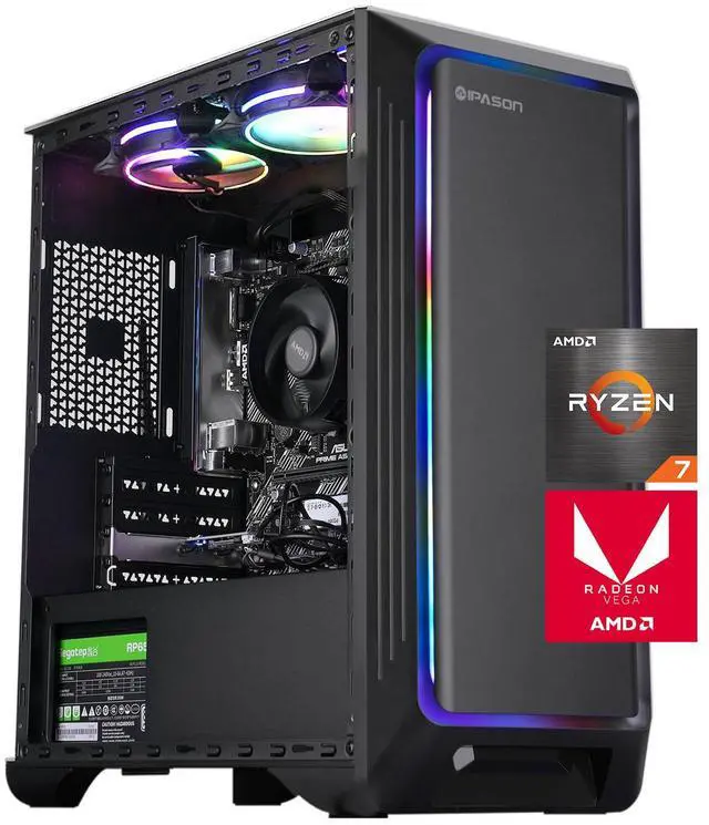 IPASON - Gaming desktop - Upgrade from AMD Ryzen 5 5600G  6 core  up to 4.4GHz - 16GB DDR4 3200MHz - 1TB M.2 NVMe - 550W PSU - Windows 11 home - WIFI - Gaming PC