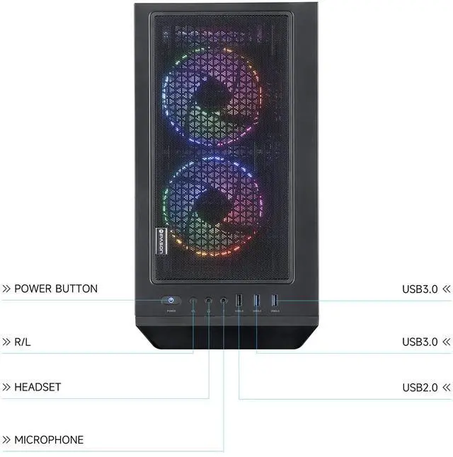 Alt view image 5 of 5 - IPASON   Gaming Desktop, Intel i5 13400F, NVIDIA RTX 4060 8GB, 16GB DDR4 RAM, 1TB M.2 NVMe SSD,Windows 11 home,WIFI, Air Cooler ,  ARGB Fans , Pc for Gaming Design Office , Prebuilt Gaming Pc