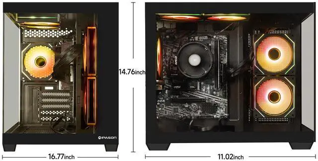 Alt view image 4 of 7 - IPASON - Gaming desktop - AMD Ryzen 5 5600GT 6 core  up to 4.6GHz - 16GB DDR4 3200MHz - 1TB M.2 NVMe - 550W PSU - Windows 11 home - WIFI - Gaming PC