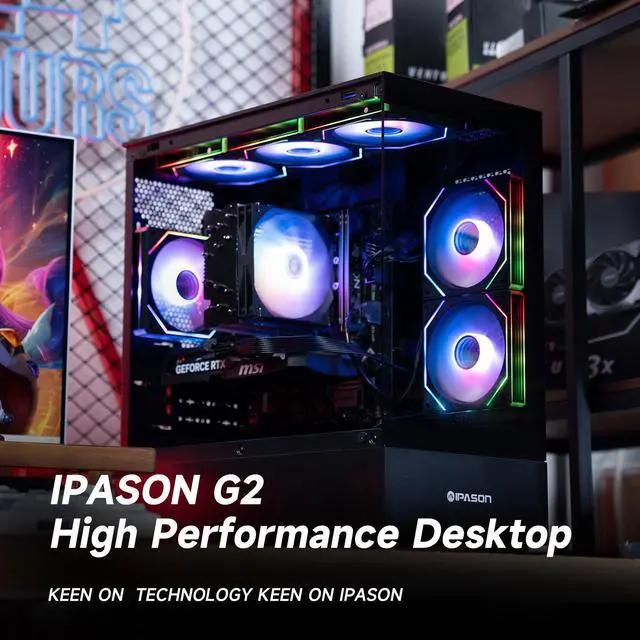 Alt view image 6 of 7 - IPASON Gaming PC AMD Ryzen7 9700X, Geforce RTX5060 Ti 16G, 1TB NVME SSD, 32GB DDR5 RAM , 650W GOLD PSU ,6 Copper Tube Air cooler  , MB650M , Windows 11 , WIFI, Prebuilt Gaming Pc New computer